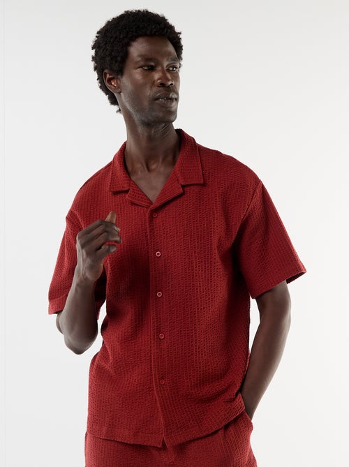 Overhemd van gewafelde jerseytricot met korte mouwen - Kiabi
