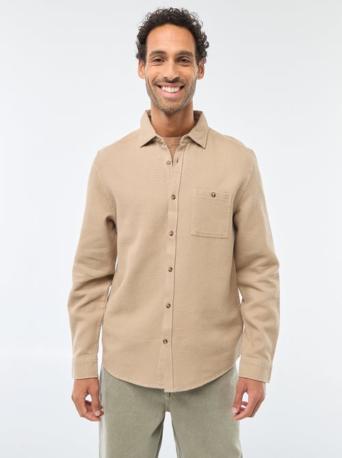 Overhemd van gewafelde stof met lange mouwen - Kiabi