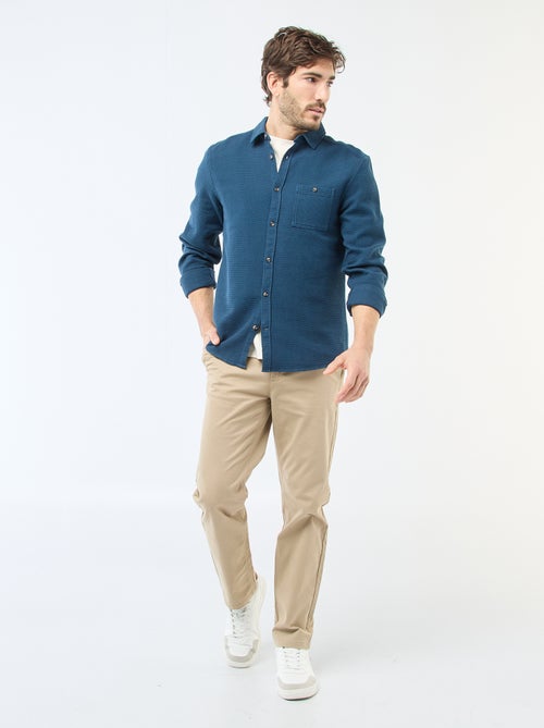 Overhemd van gewafelde stof met lange mouwen - Kiabi