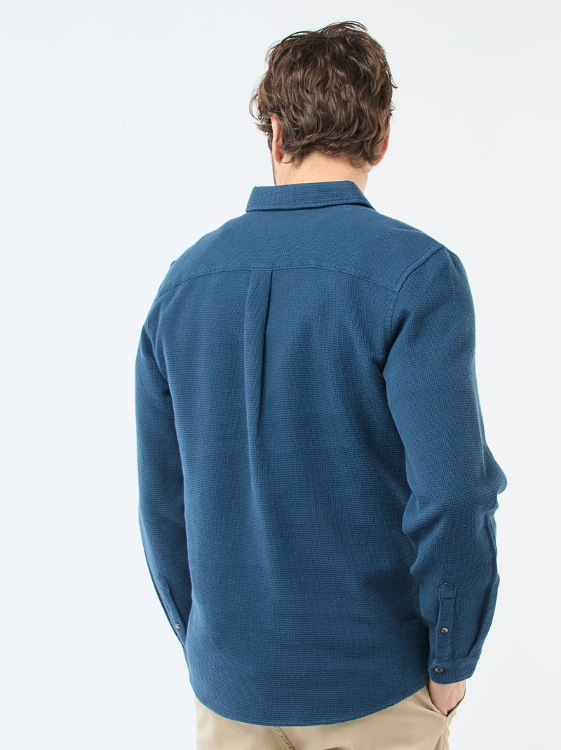 Overhemd van gewafelde stof met lange mouwen Blauw - Kiabi