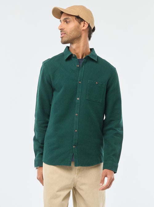 Overhemd van gewafelde stof met lange mouwen - Kiabi