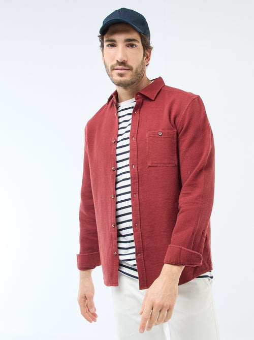 Overhemd van gewafelde stof met lange mouwen - Kiabi