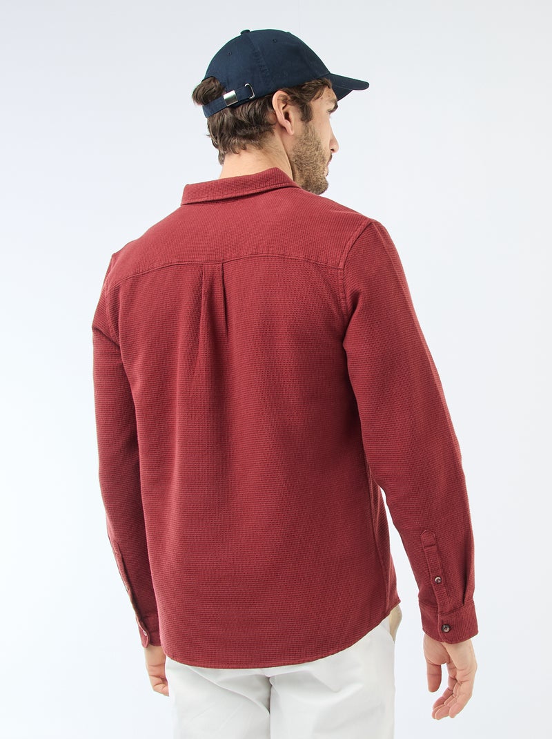 Overhemd van gewafelde stof met lange mouwen Rood - Kiabi
