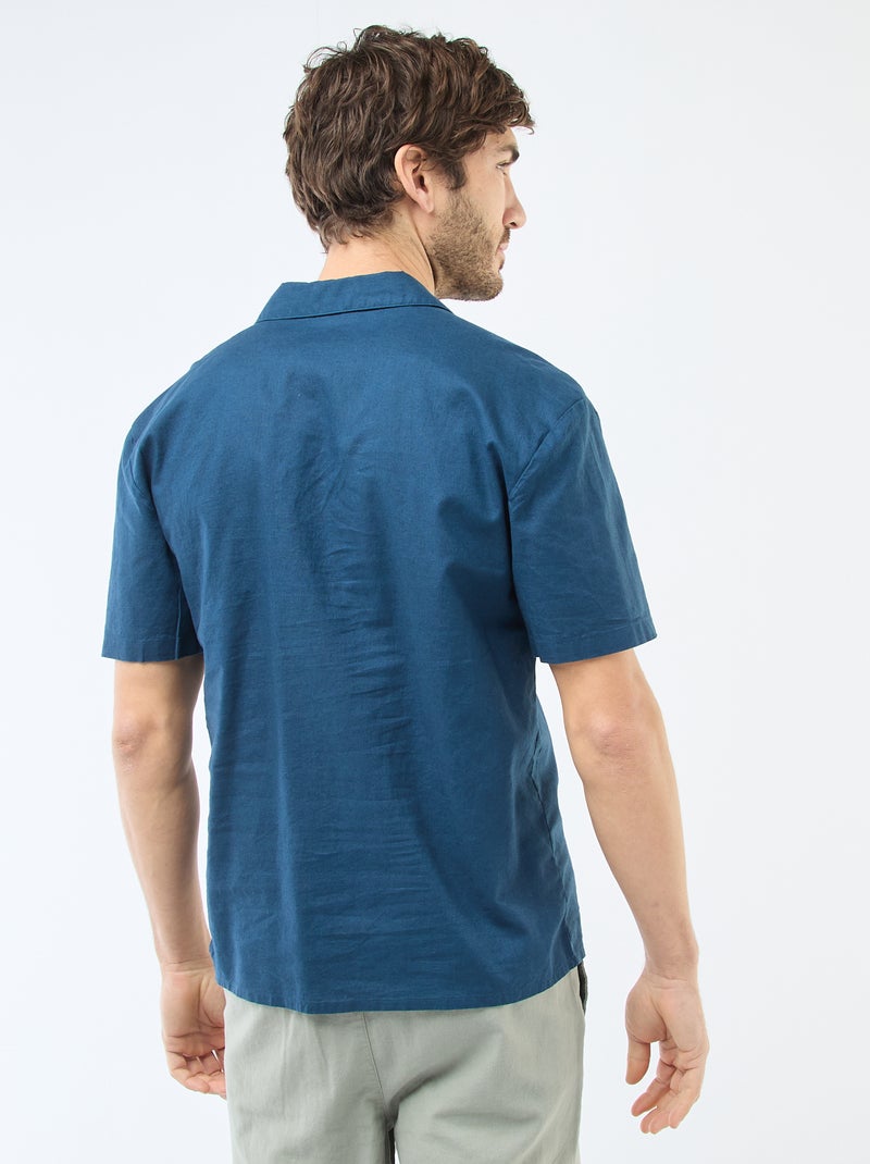 Overhemd van linnenmix Blauw - Kiabi