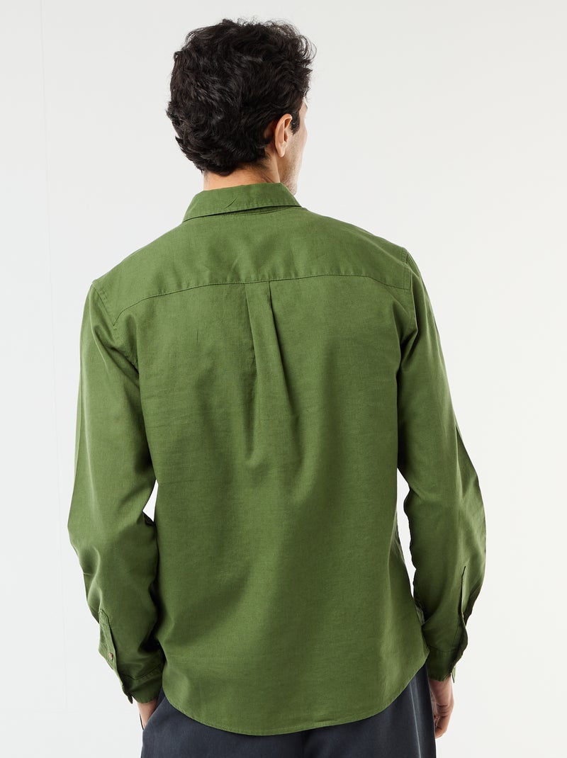 Overhemd van linnenmix Groen - Kiabi