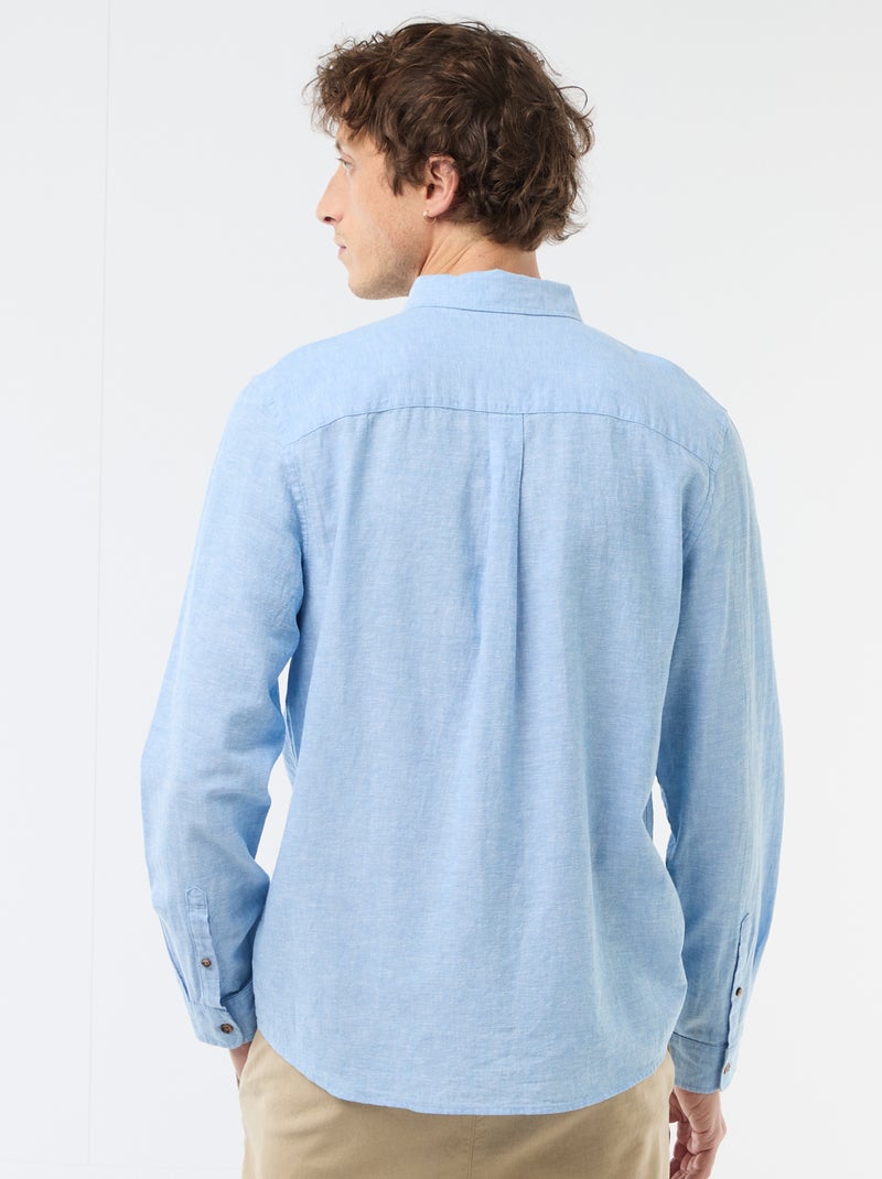 Overhemd van linnenmix Lichtblauw - Kiabi