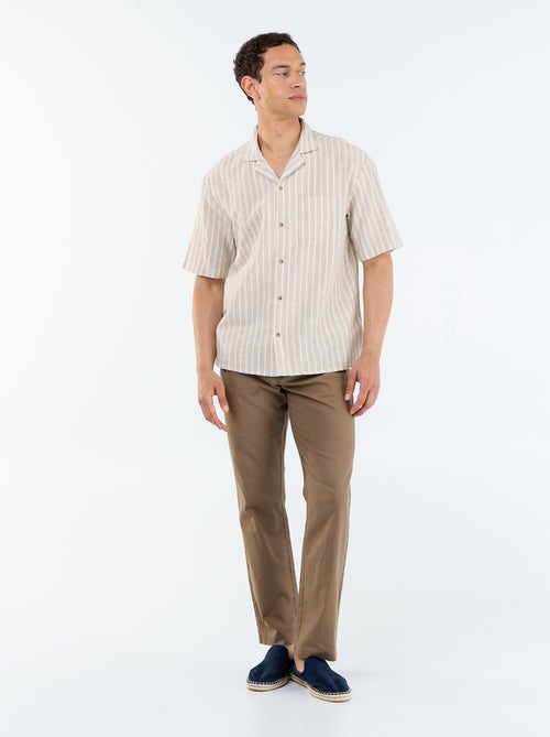 Overhemd van linnenmix met korte mouwen - Kiabi