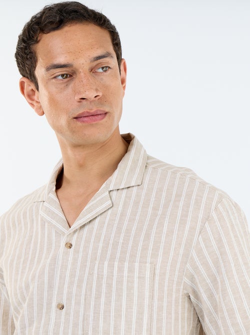 Overhemd van linnenmix met korte mouwen - Kiabi