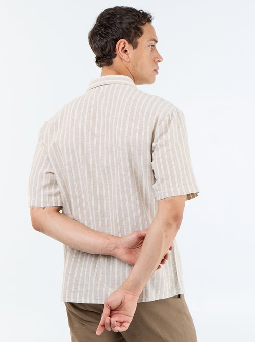 Overhemd van linnenmix met korte mouwen - Kiabi