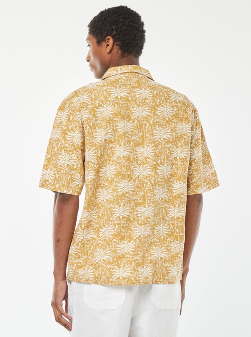 Overhemd van linnenmix met korte mouwen en print - Kiabi