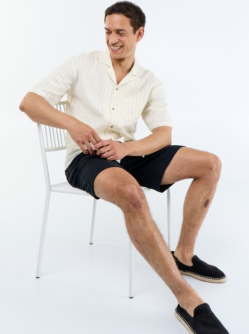 Overhemd van linnenmix met korte mouwen - Kiabi