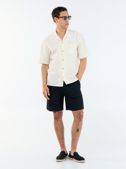 Overhemd van linnenmix met korte mouwen - Kiabi