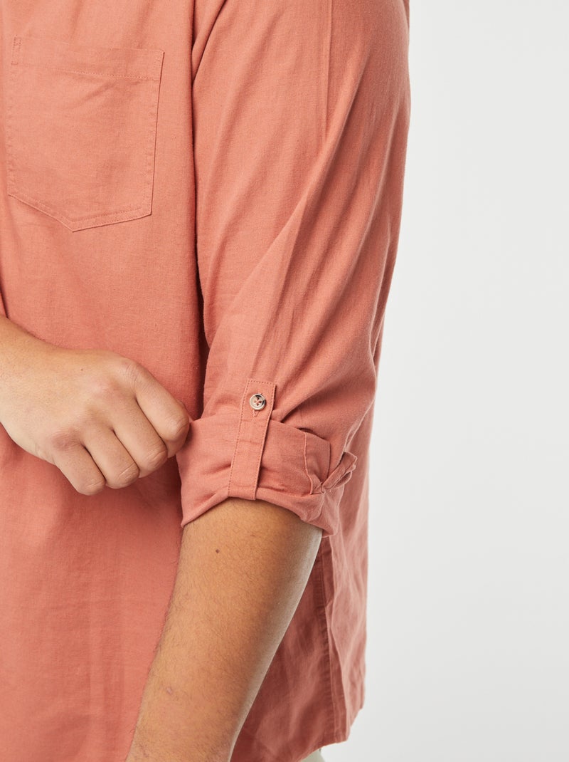 Overhemd van linnenmix met opstroopbare lange mouwen ROSE - Kiabi