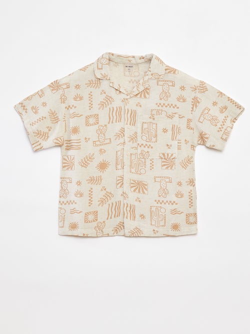 Overhemd van linnenmix met print - Kiabi