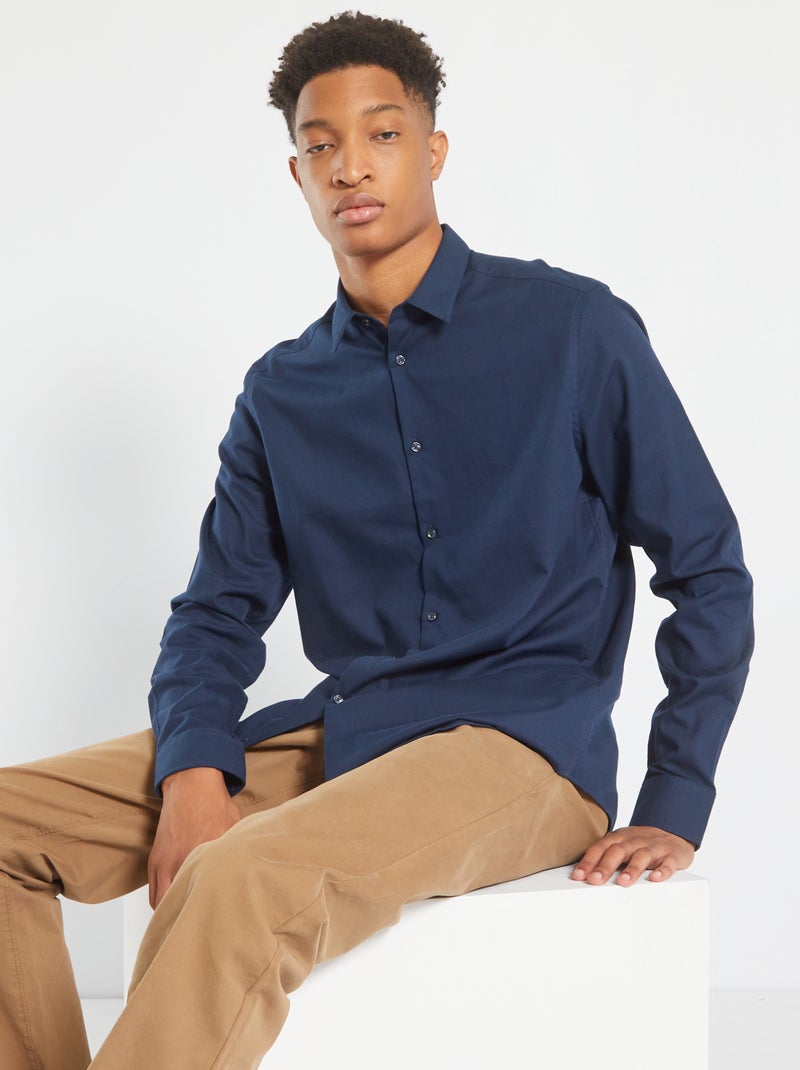 Overhemd van Oxford-katoen (1m90 en langer) blauw - Kiabi