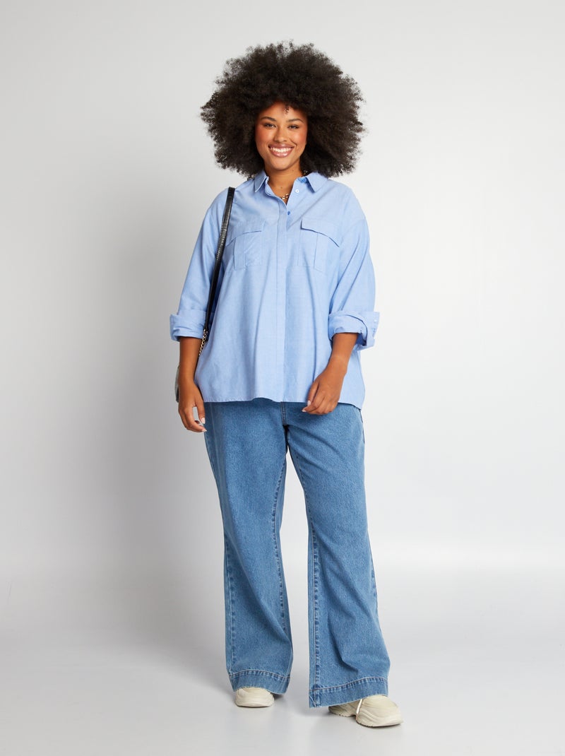 Overhemd van Oxford-katoen BLAUW - Kiabi