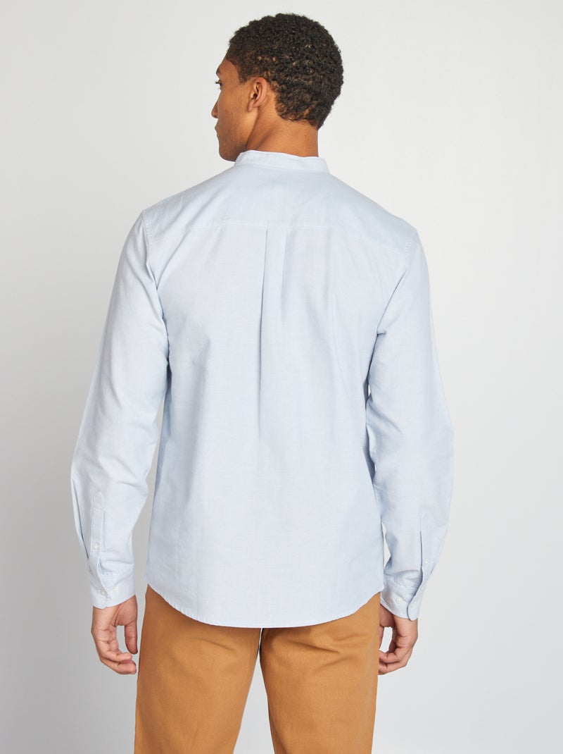 Overhemd van Oxford-katoen met maokraagje BLAUW - Kiabi