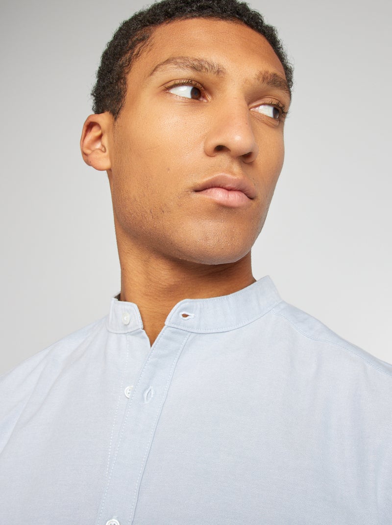 Overhemd van Oxford-katoen met maokraagje BLAUW - Kiabi