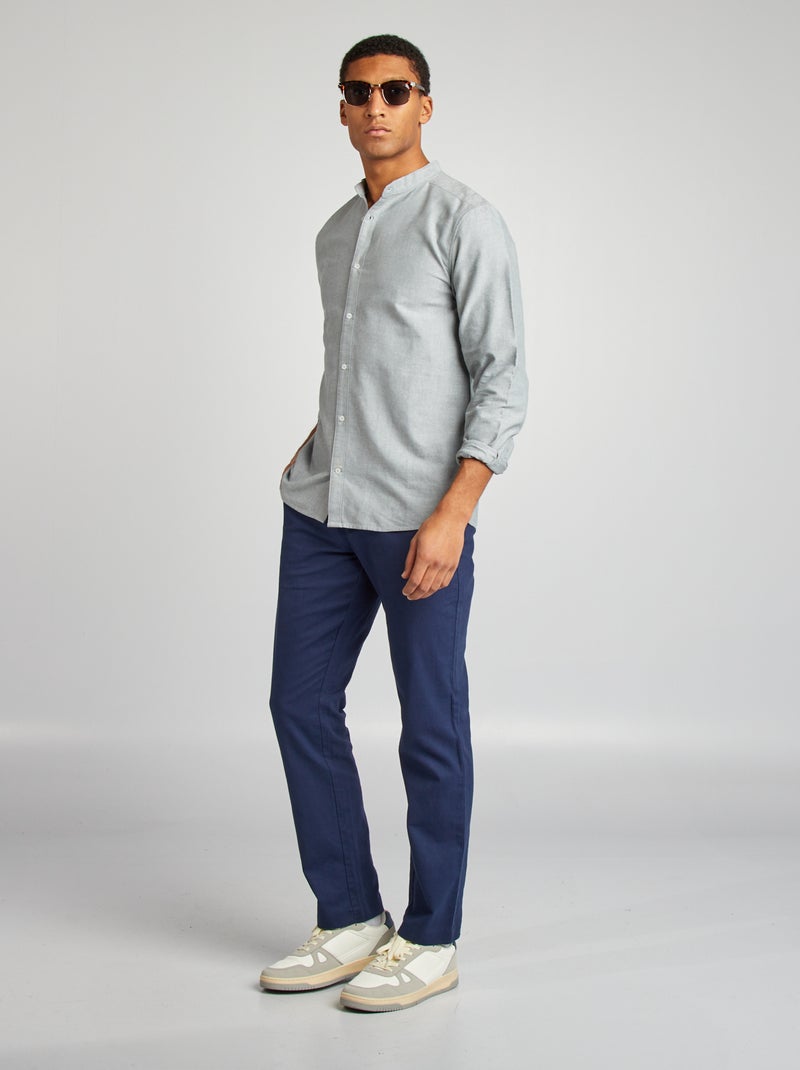 Overhemd van Oxford-katoen met maokraagje GROEN - Kiabi