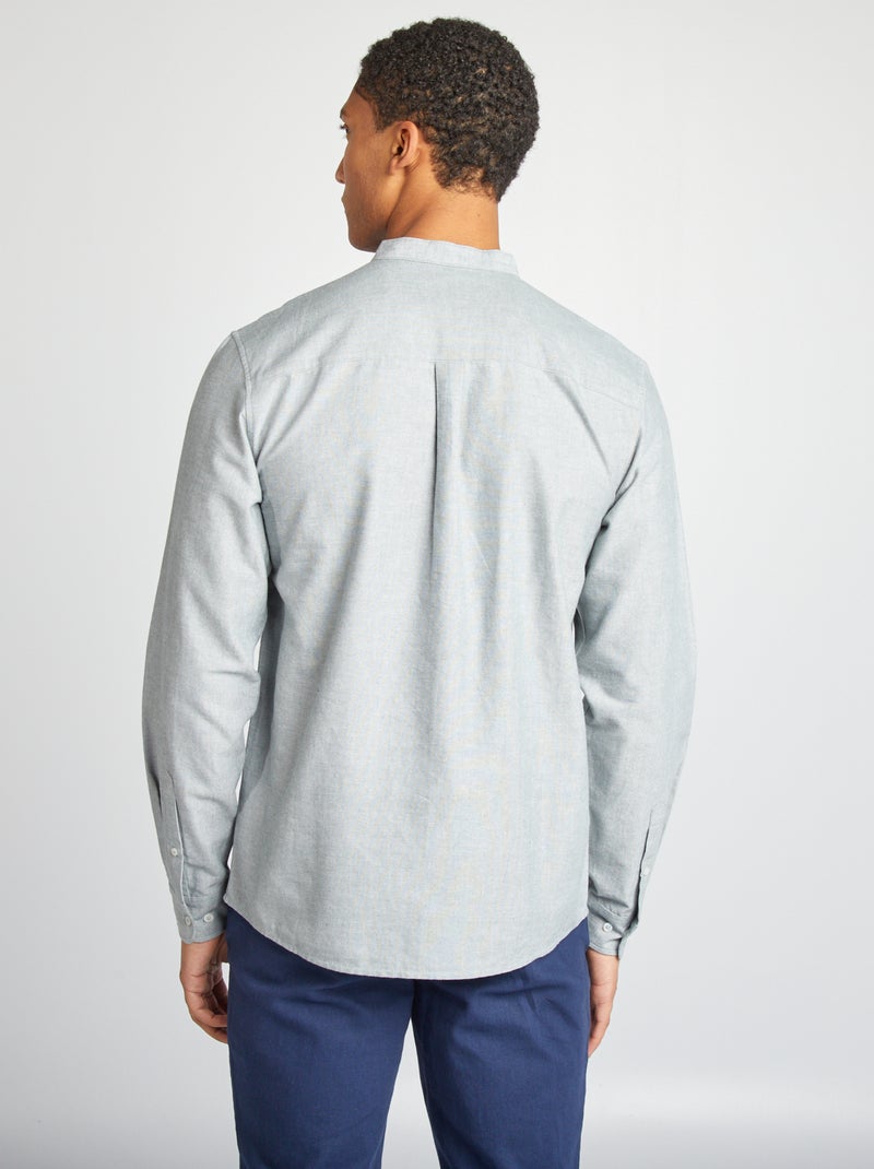 Overhemd van Oxford-katoen met maokraagje GROEN - Kiabi