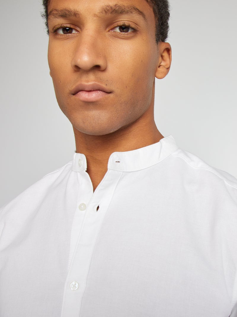 Overhemd van Oxford-katoen met maokraagje WIT - Kiabi