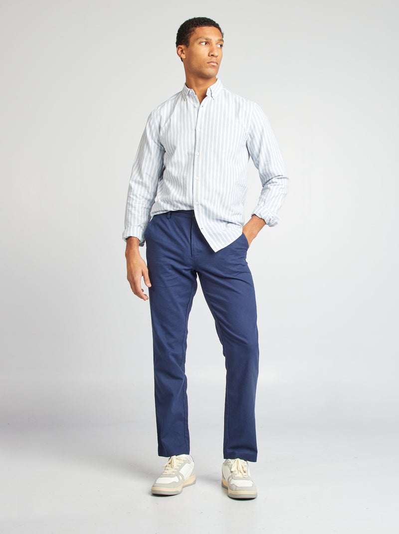 Overhemd van Oxford-katoen met motief BLAUW - Kiabi