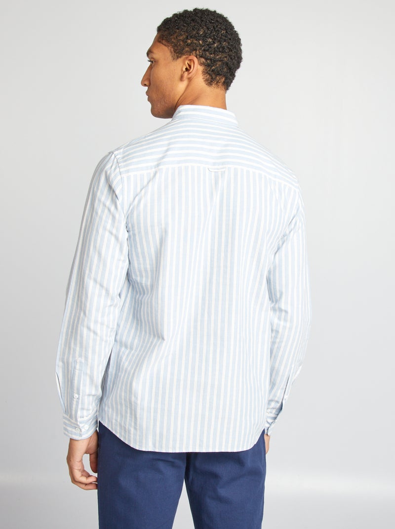 Overhemd van Oxford-katoen met motief BLAUW - Kiabi