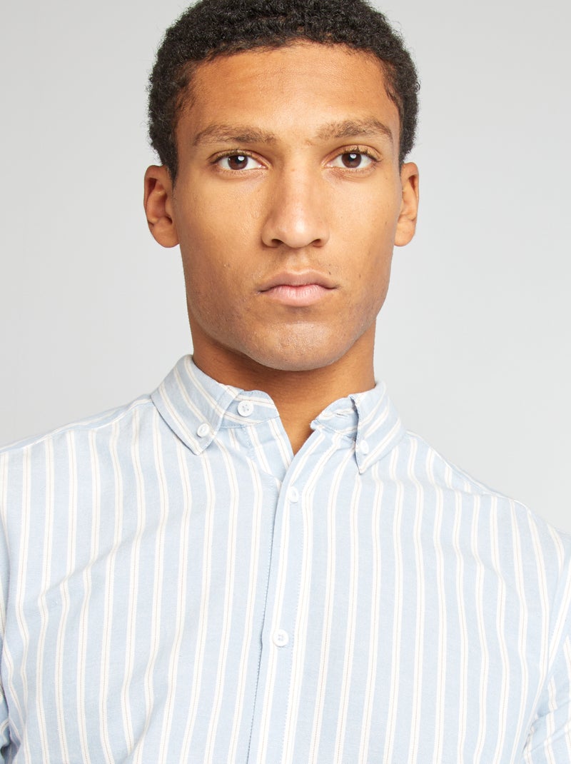 Overhemd van Oxford-katoen met motief BLAUW - Kiabi