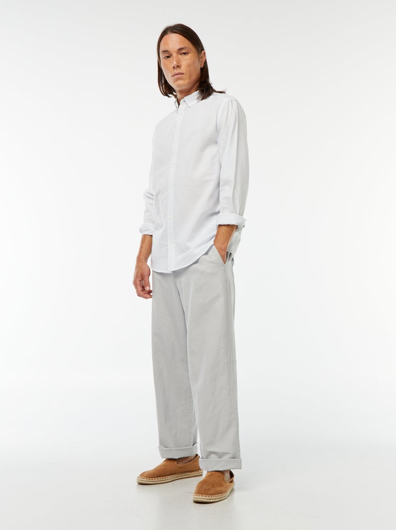 Overhemd van Oxford-katoen met streepjes Blauw - Kiabi