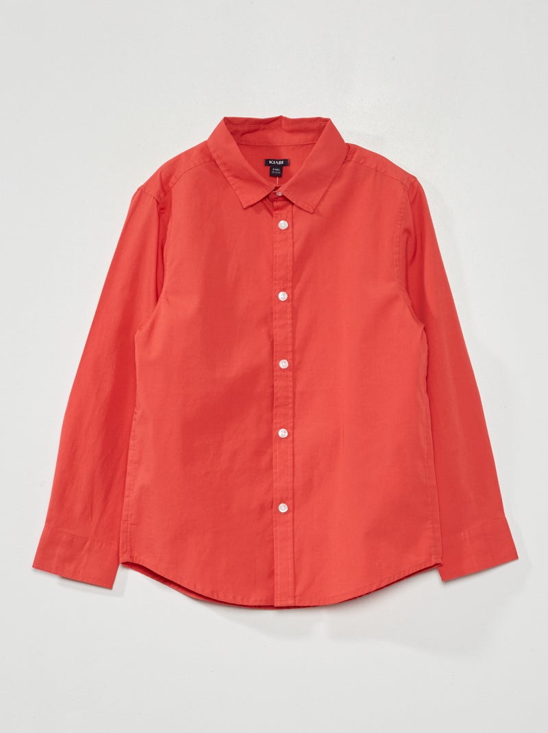 Overhemd van popeline ROOD - Kiabi