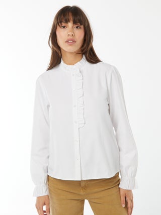 Overhemd van poplin met ruche