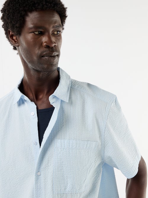 Overhemd van seersucker met korte mouwen - Kiabi