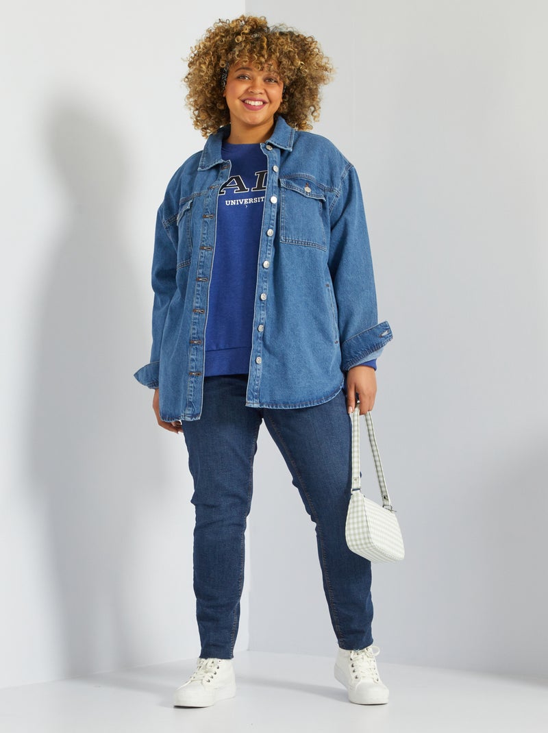 Overhemd van spijkerstof BLAUW - Kiabi