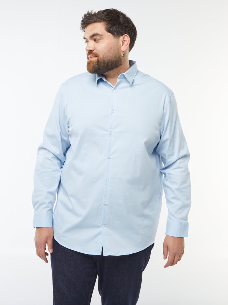 Overhemd van stretch twill Blauw - Kiabi
