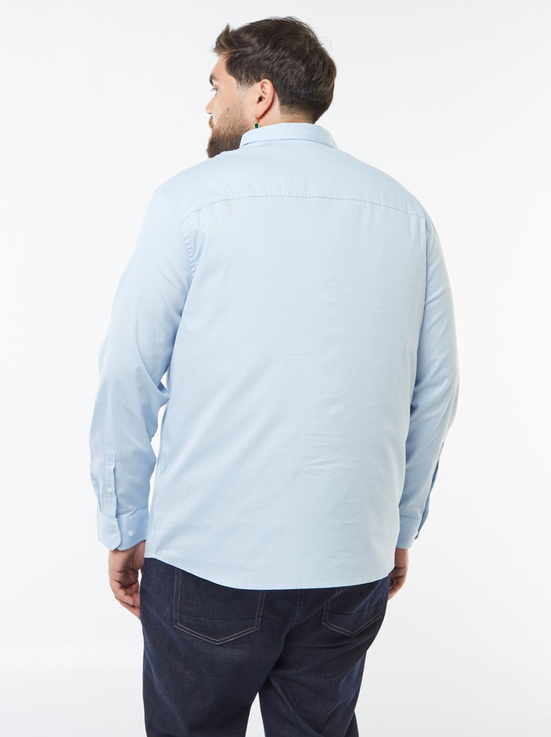 Overhemd van stretch twill Blauw - Kiabi