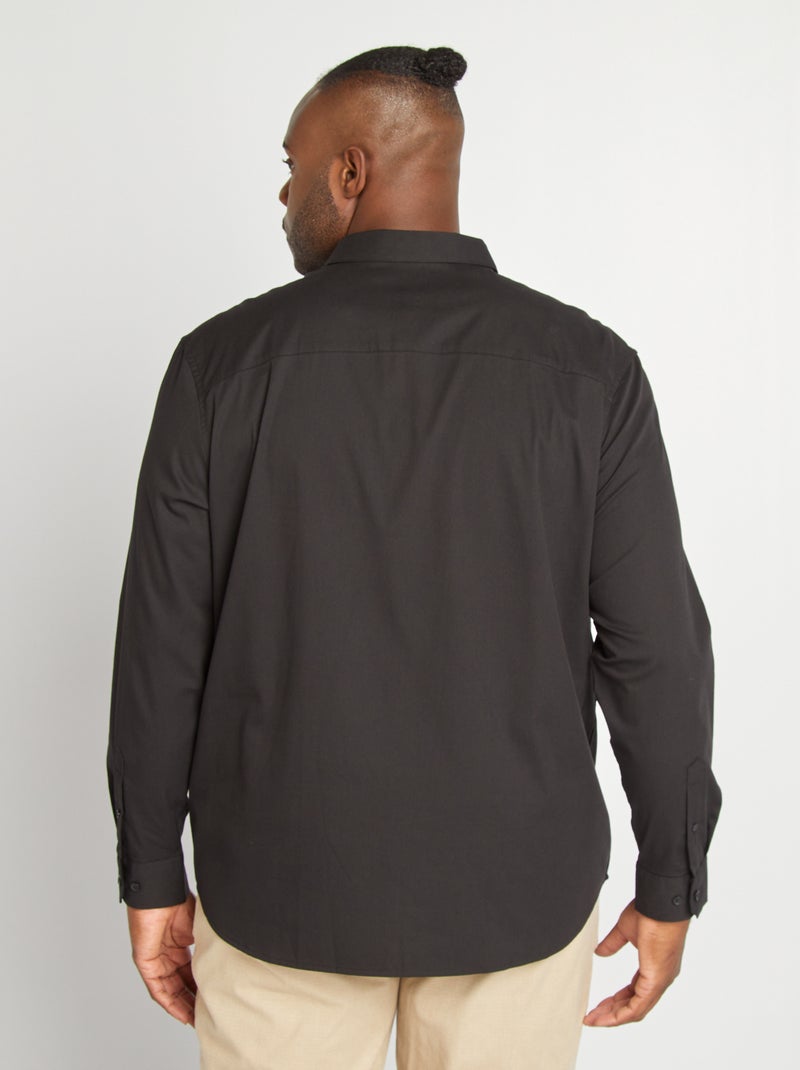 Overhemd van stretch twill zwart - Kiabi