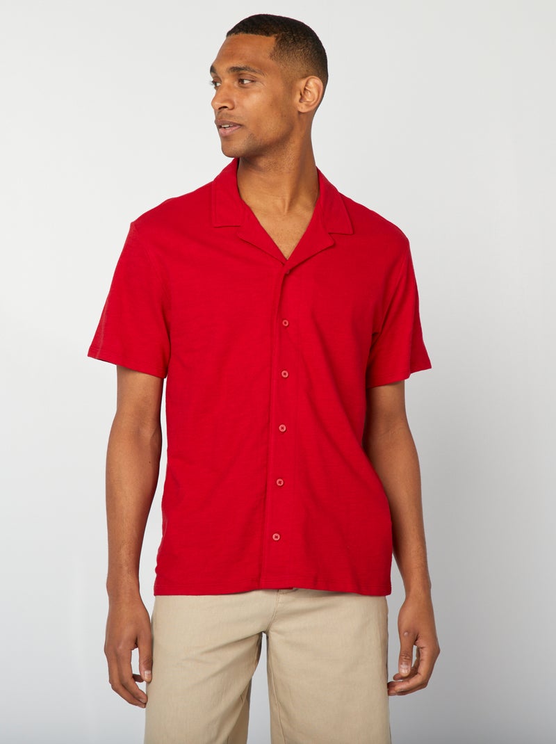 Overhemd van tricot met korte mouw rood - Kiabi