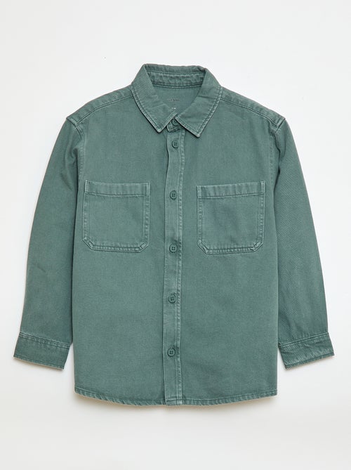 Overhemd van twill met 2 opgestikte borstzakjes - Kiabi