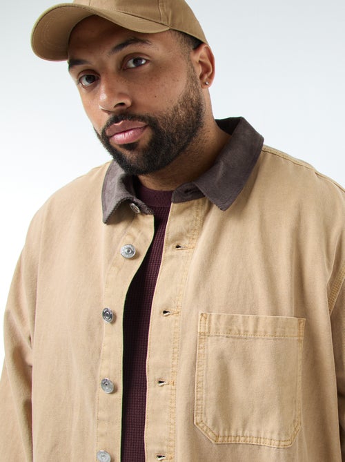 Overhemd van twill met contrasterend kraagje - Kiabi