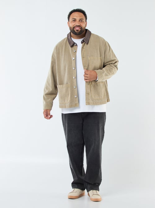 Overhemd van twill met contrasterend kraagje - Kiabi