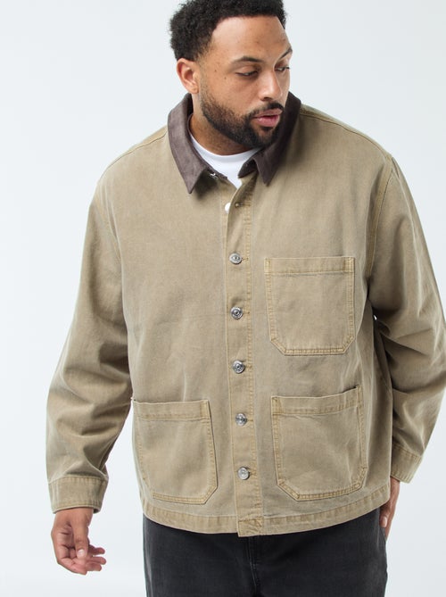 Overhemd van twill met contrasterend kraagje - Kiabi