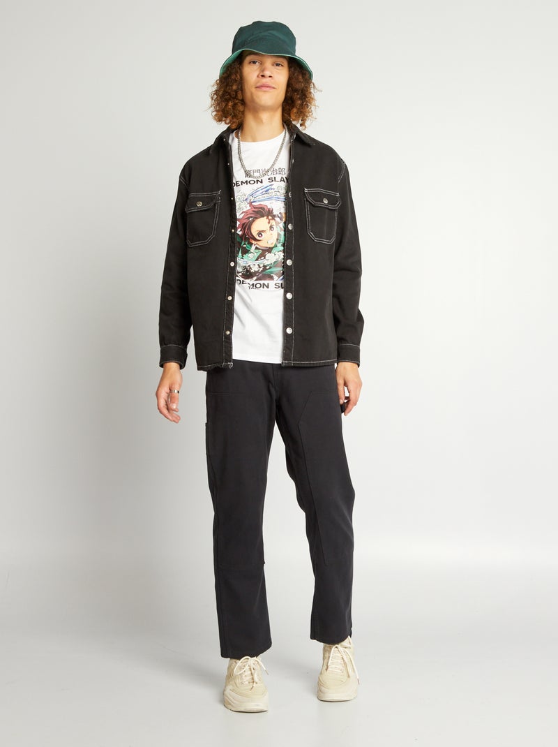 Overhemd van twill zwart - Kiabi