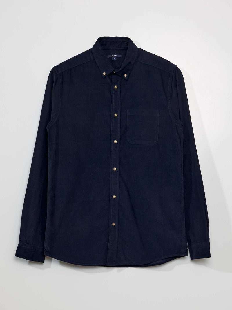 Overhemd van velours BLAUW - Kiabi