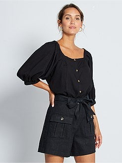 Overhemdbloes met bardothals - Kiabi