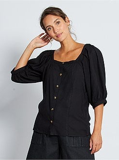 Overhemdbloes met bardothals - Kiabi