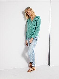 Overhemdblouse met borduurwerk - Kiabi