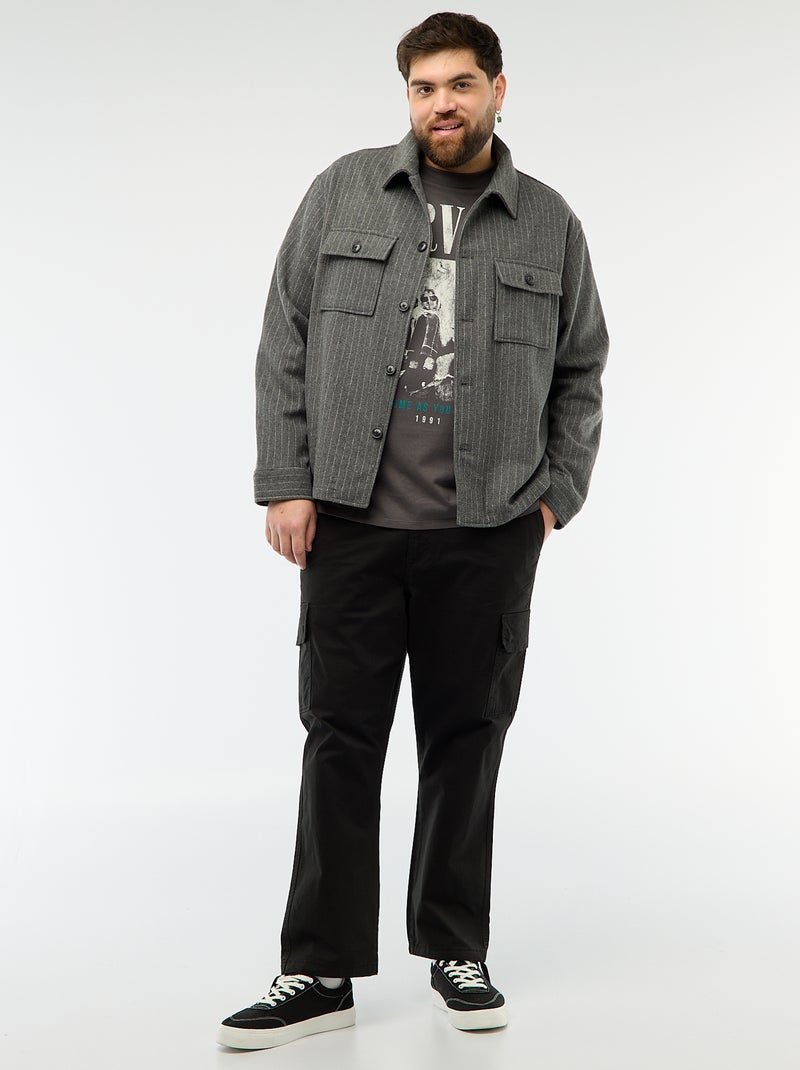 Overhemdjas met knoopsluiting en klepzakken Grijs - Kiabi