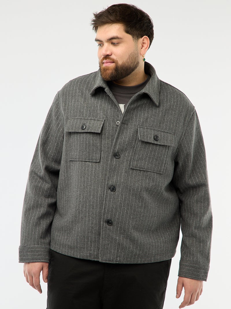 Overhemdjas met knoopsluiting en klepzakken Grijs - Kiabi