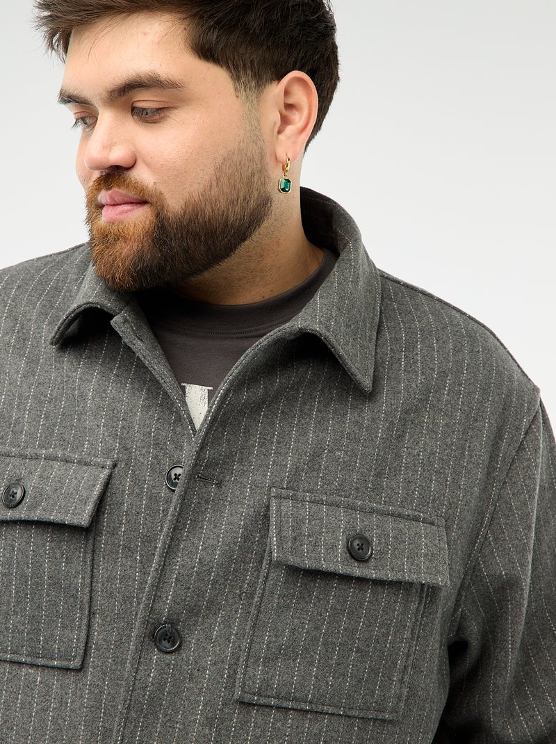 Overhemdjas met knoopsluiting en klepzakken Grijs - Kiabi