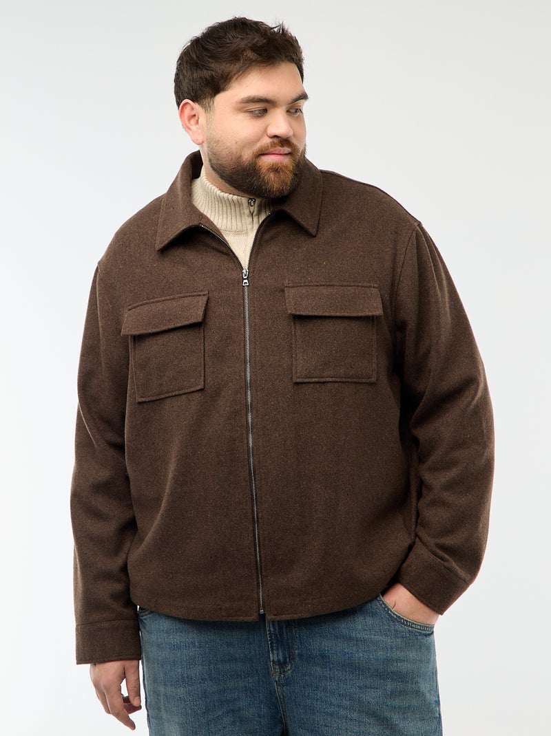 Overhemdjas met ritssluiting en klepzakken Bruin - Kiabi